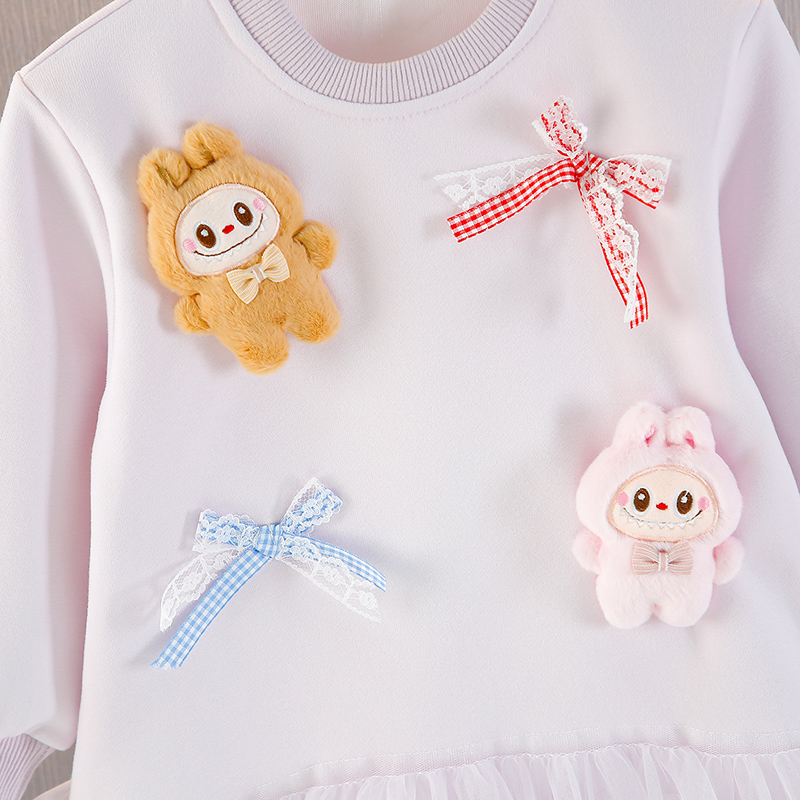 [Archive Sale] Fleece Fabric Pendant Long Sleeve Midi Dresses - image 4