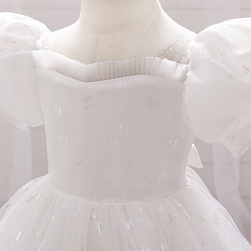 Mesh Bow Short Sleeve Midi Dresses - image 4