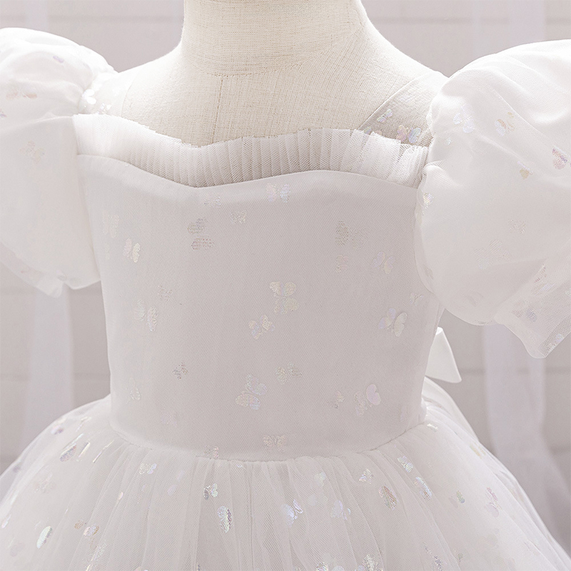 Mesh Bow Short Sleeve Midi Dresses - image 4