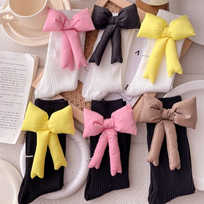Solid With Bow Socks - image 3