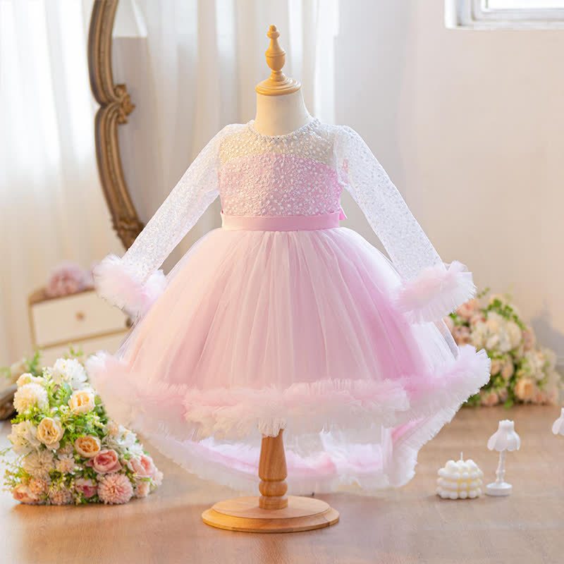 Embroidery Mesh Piping Long Sleeve Midi Dresses - image 8