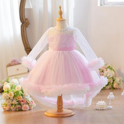 Embroidery Mesh Piping Long Sleeve Midi Dresses - image 8