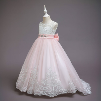 Mesh Bow Lace Sleeveless Maxi Dresses - image 3