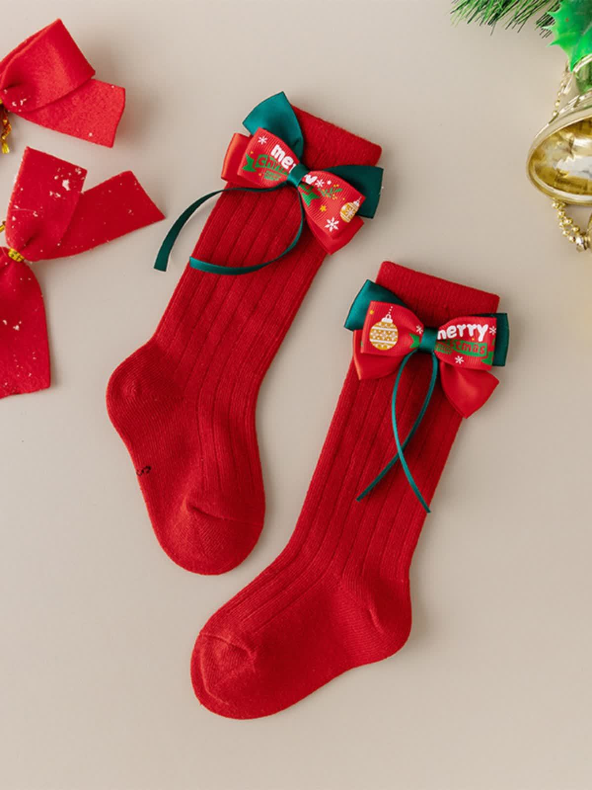 Solid With Bow Socks - Red Letter - 2-4Y - image 11