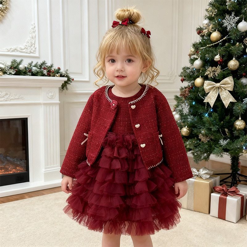 Tweed Folds Bow Long Sleeve Regular Dresses&two-piece Set - image 11