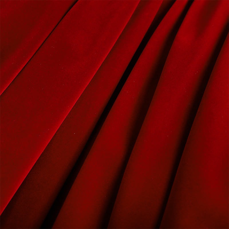 Velvet Sequins Flouncing Half Sleeve Mid-long Dresses - image 19