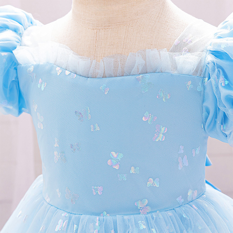 Mesh Bow Short Sleeve Midi Dresses - image 11