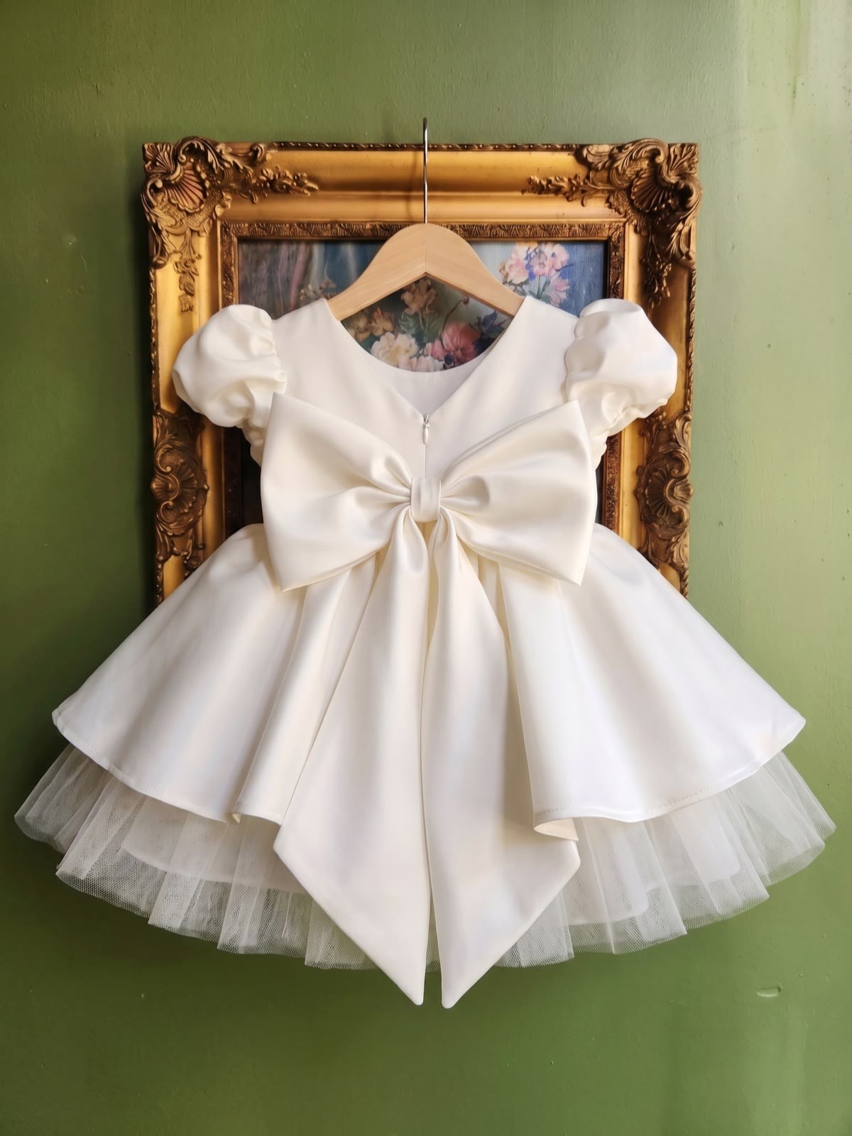 Satin Bow Short Sleeve Midi Dresses - image 6
