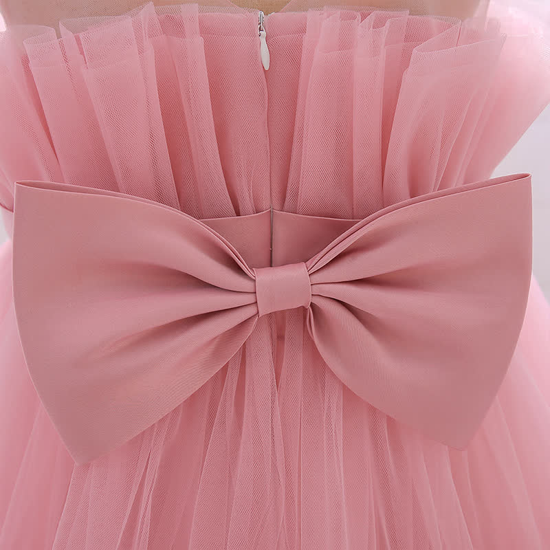 Mesh Bow Sleeveless Mid-long Dresses - image 14