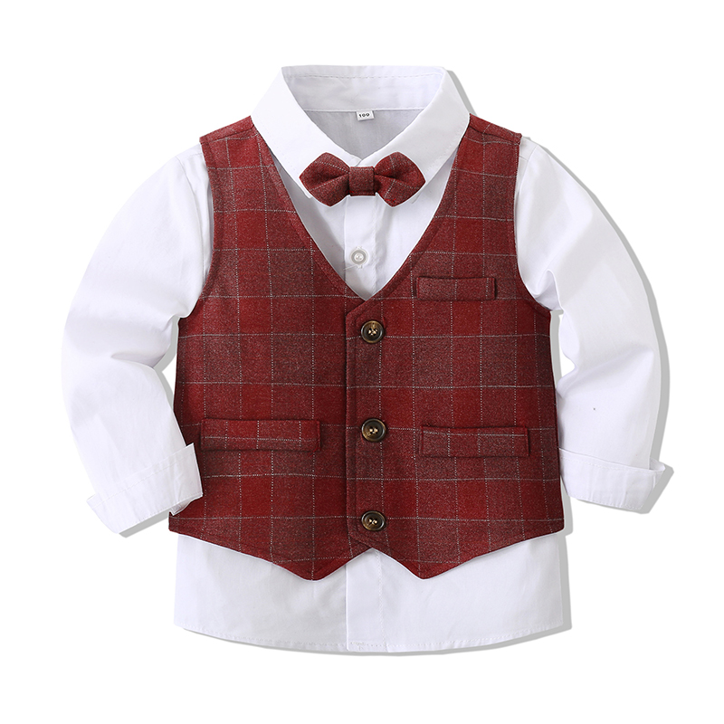 Cotton Bow Long Sleeve Regular 3-piece Formal Suit - image 34