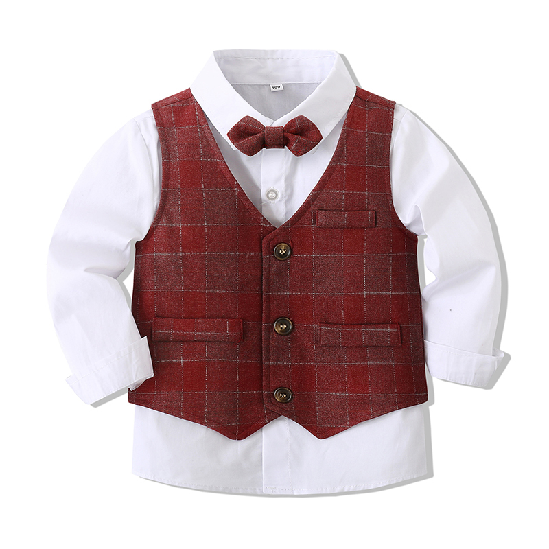 Cotton Bow Long Sleeve Regular 3-piece Formal Suit - image 34