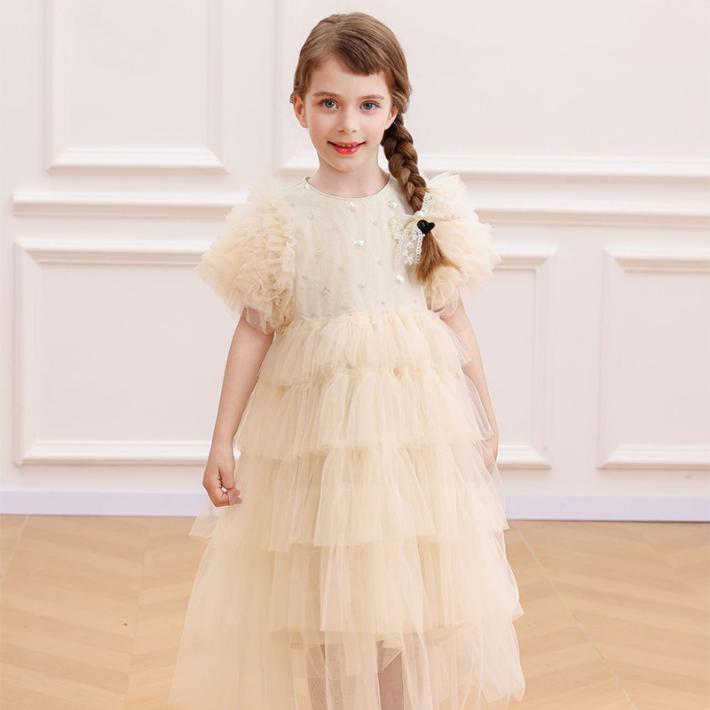 Mesh Folds Short Sleeve Mid-long Dresses - image 10