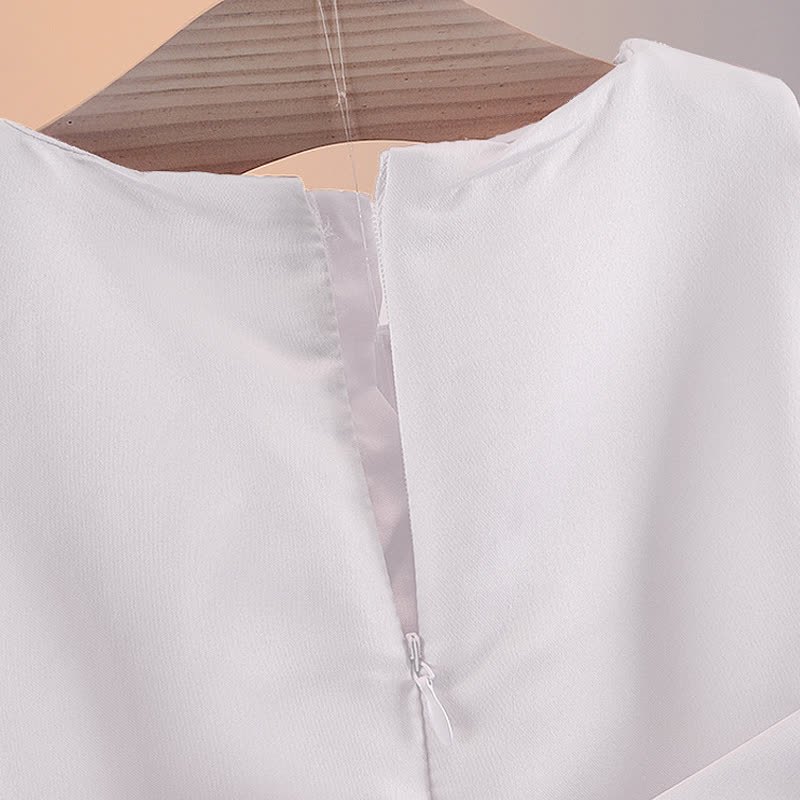 Silk Fabrics Rosette Sleeveless Short Dresses - image 7
