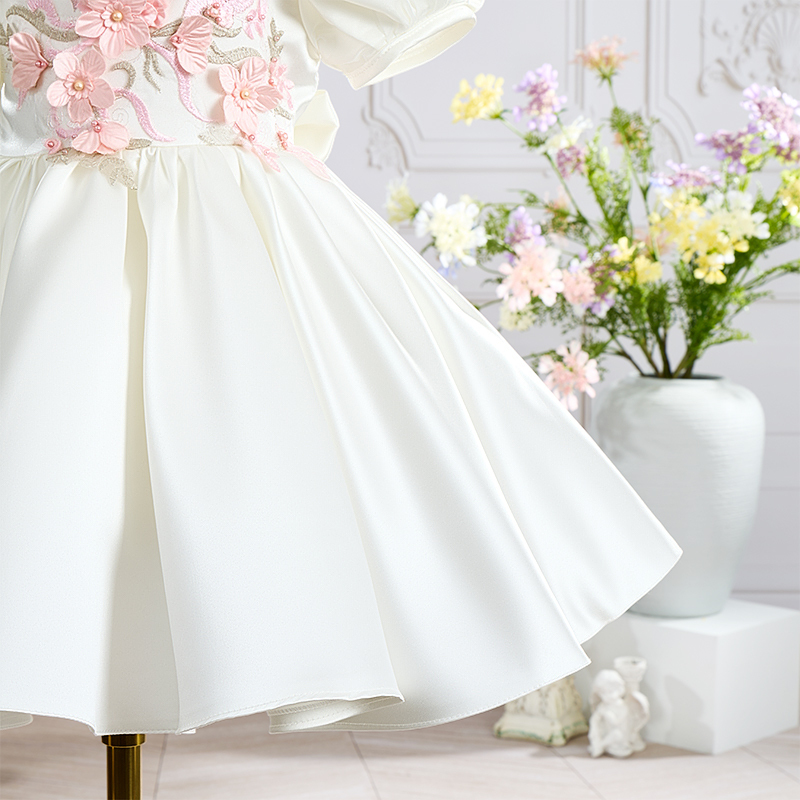 Satin Rosette Short Sleeve Regular Dresses - image 7