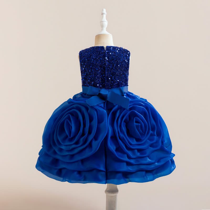 Sequins & Organza Bow Rosette Sleeveless Mid-long Dresses - image 11