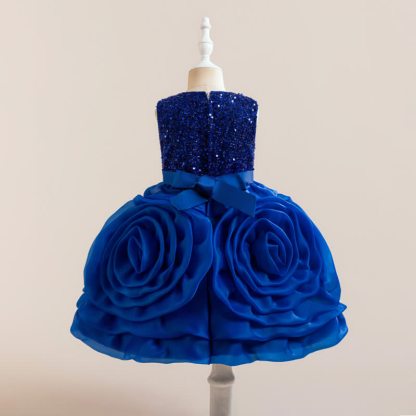 Sequins & Organza Bow Rosette Sleeveless Mid-long Dresses - image 11