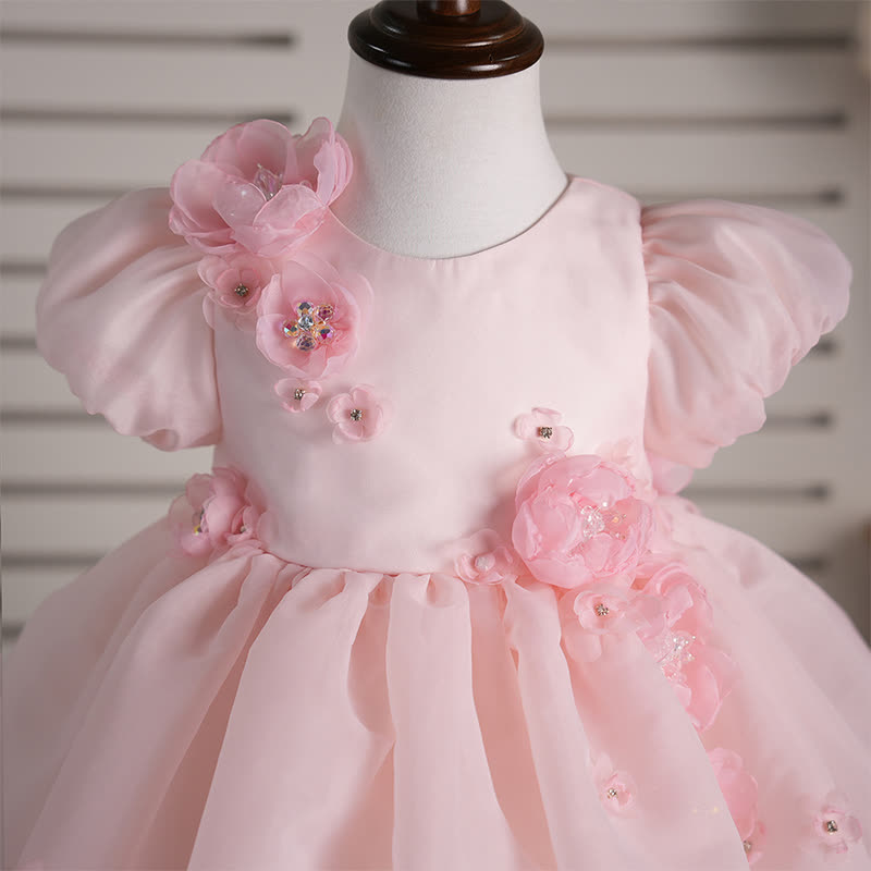 Organza Rosette Short Sleeve Mid-long Dresses - image 3