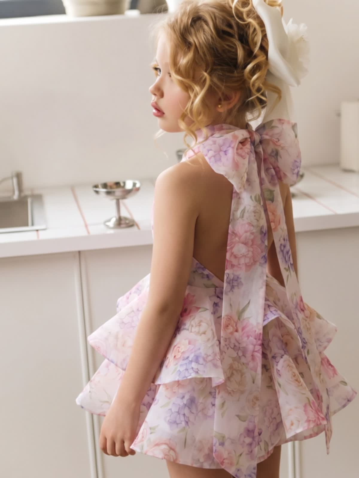 Chemical Fiber Blend Bow Short Sleeve Midi Dresses - image 9