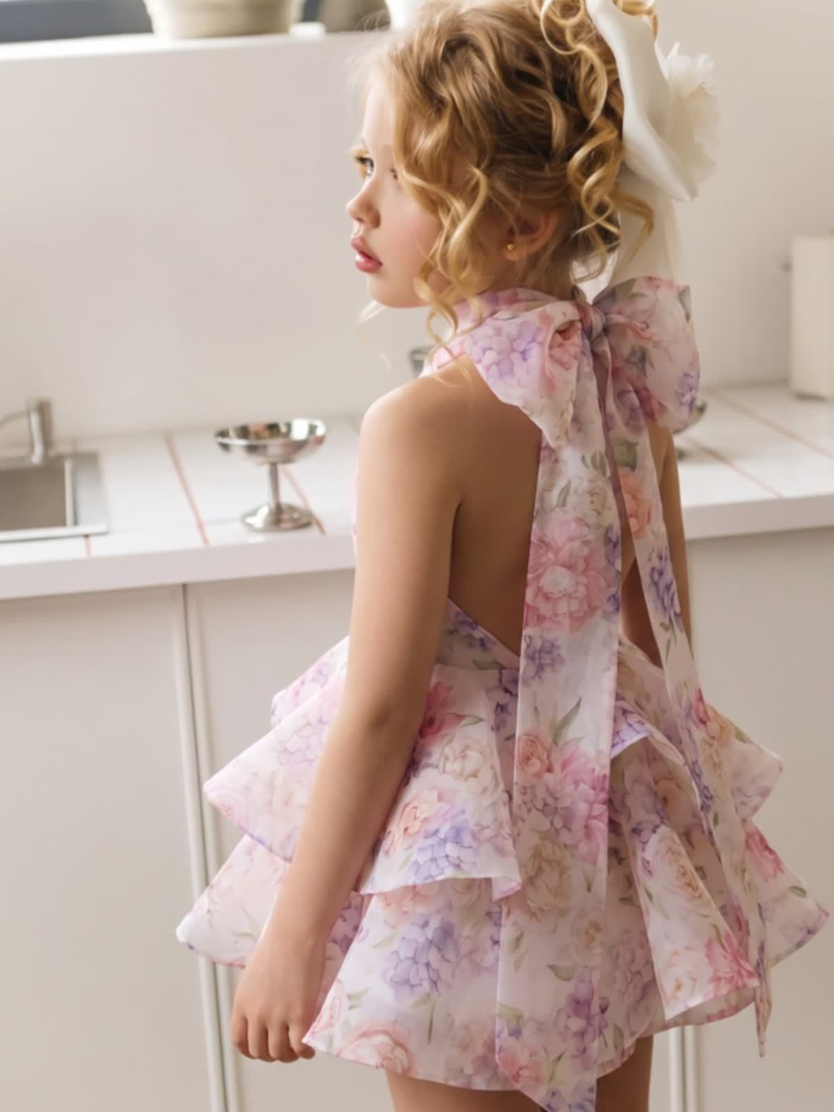 Chemical Fiber Blend Bow Short Sleeve Midi Dresses - image 9