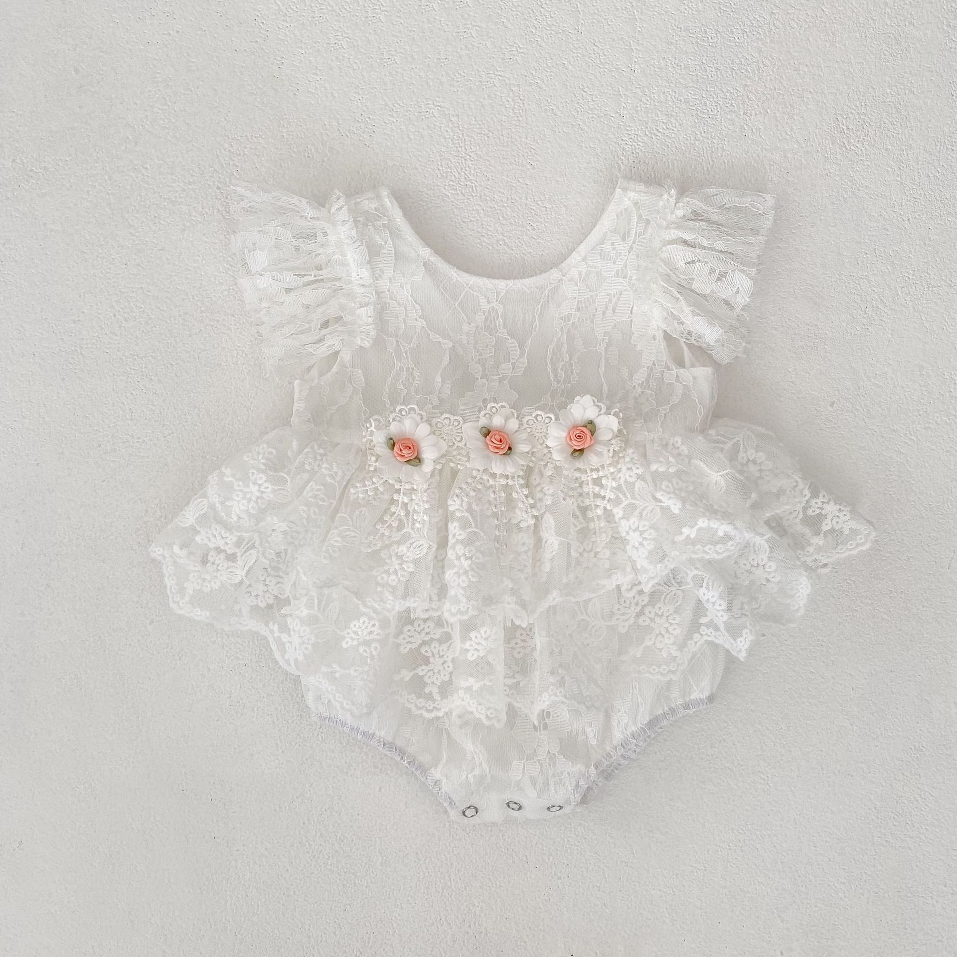 Lace Rosette Cap Sleeve Shorts Bodysuit - image 9