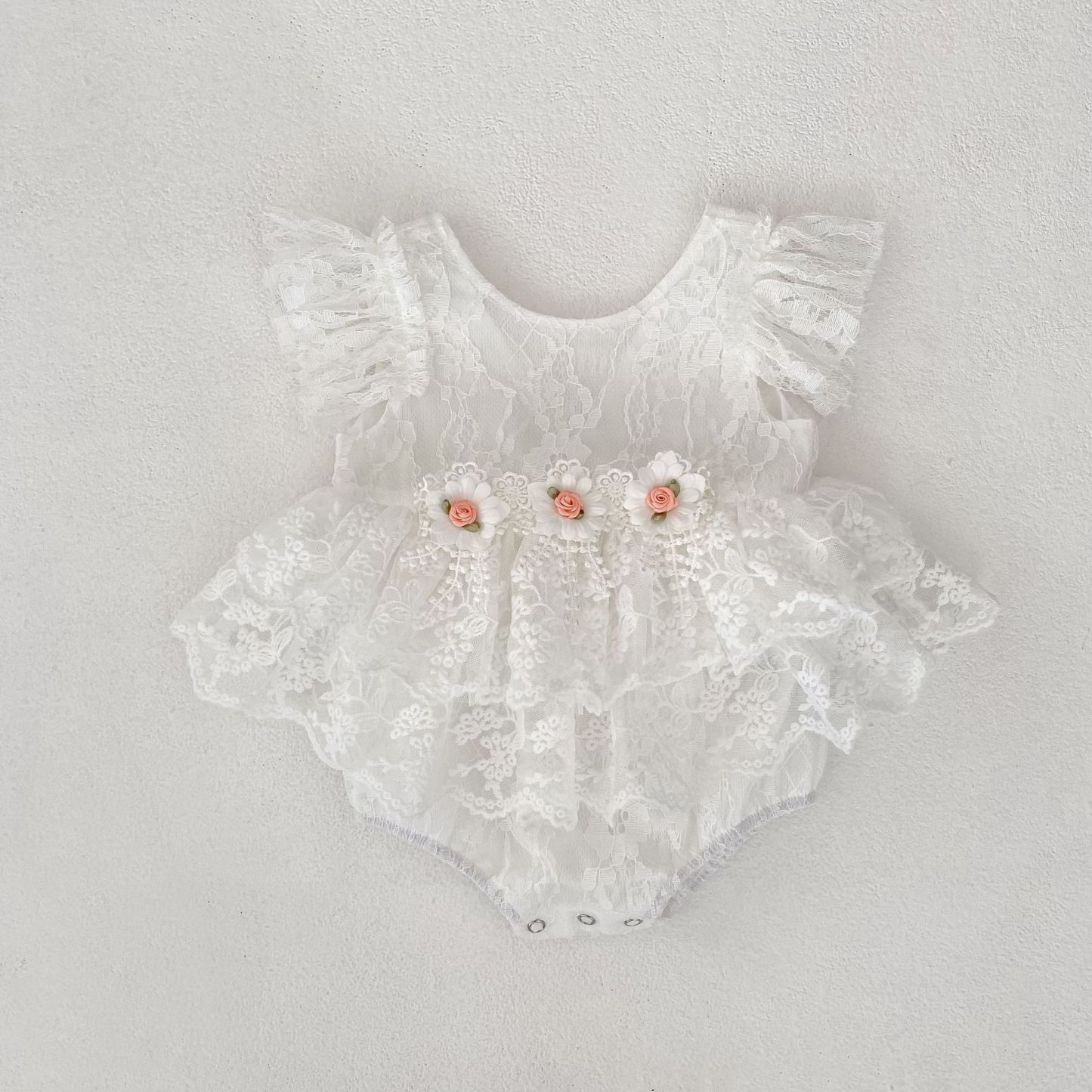 Lace Rosette Cap Sleeve Shorts Bodysuit - image 9