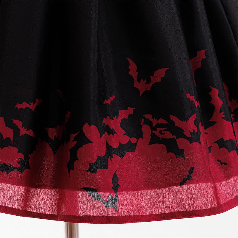 [Archive Sale] Chemical Fiber Blend Shirred Bow Printing Short Sleeve Mid-long Dresses - image 8