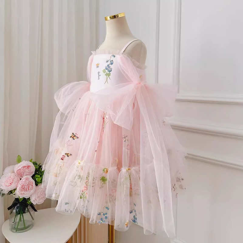 Mesh Floral-embroidered Sleeveless Mid-long Dresses - image 28