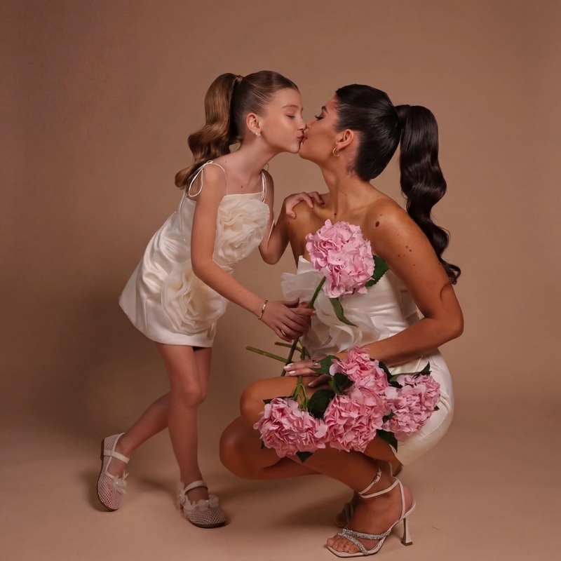 Satin Rosette Sleeveless Short Dresses - image 6