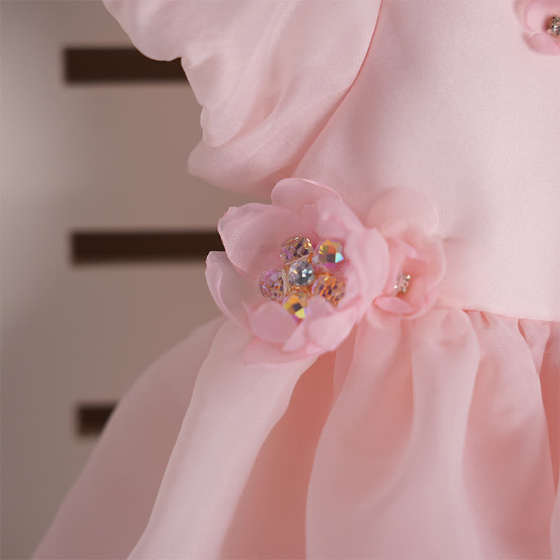 Organza Rosette Short Sleeve Mid-long Dresses - image 8