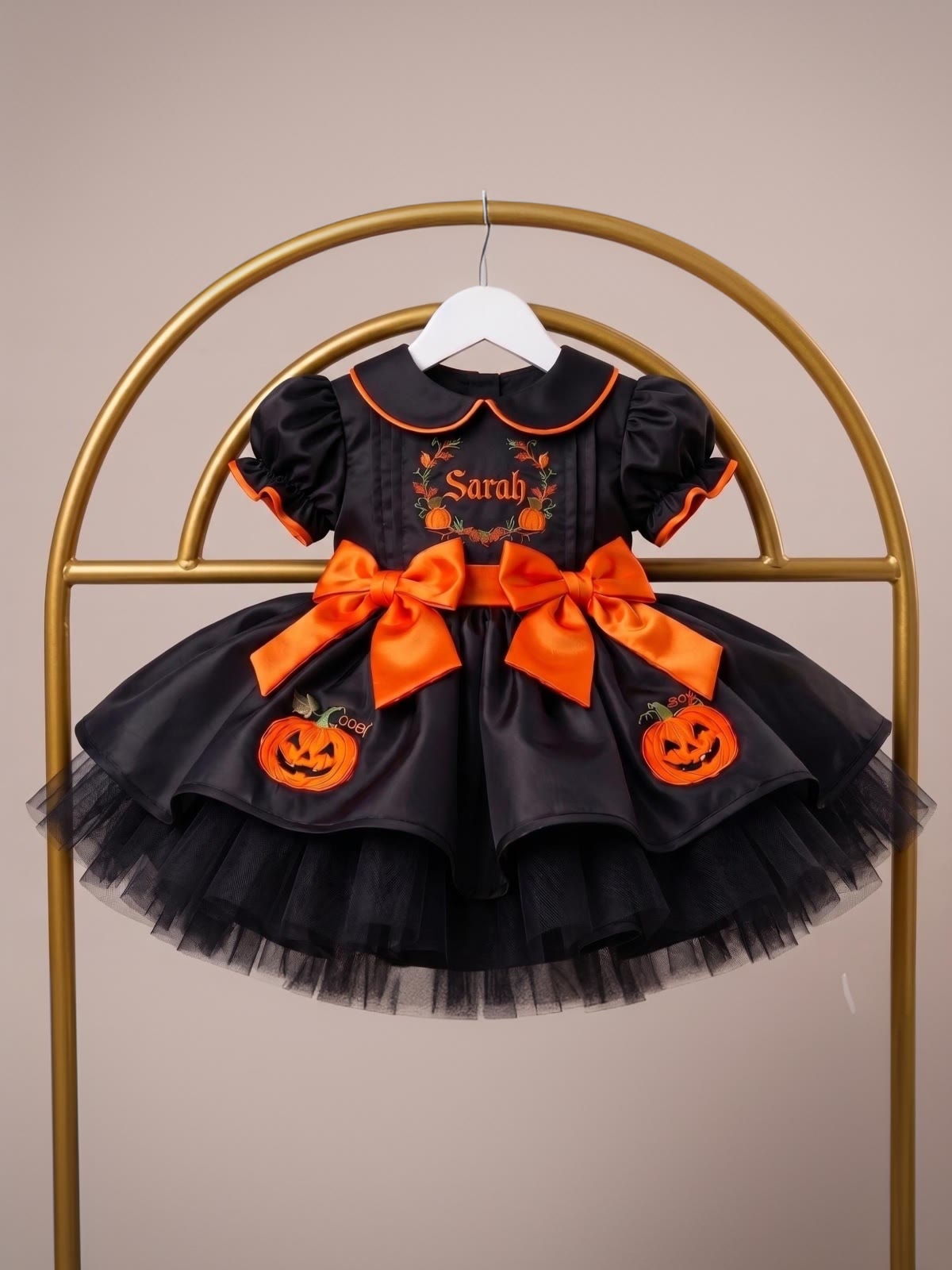 Satin Embroidery Short Sleeve Short Dresses Without Hat - image 4
