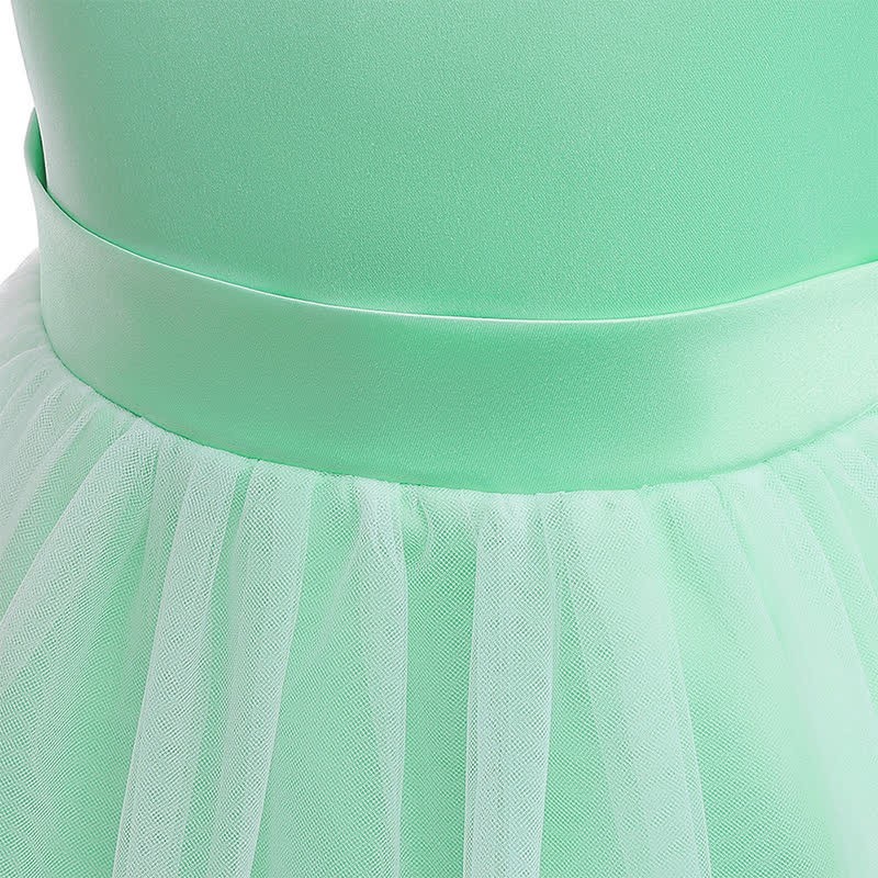 Satin & Mesh Rosette Sleeveless Mid-long Dresses - image 49