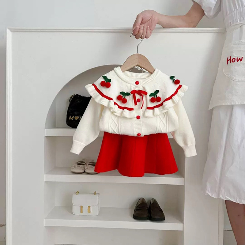 Yarn/wool Yarn Bow Embellished Long Sleeve Regular Two-piece Set - image 4