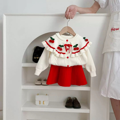 Yarn/wool Yarn Bow Embellished Long Sleeve Regular Two-piece Set - image 4