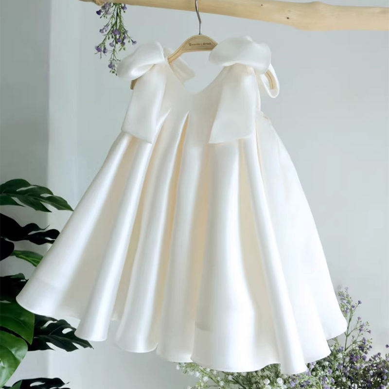 Satin Bow Sleeveless Mid-long Dresses - image 8