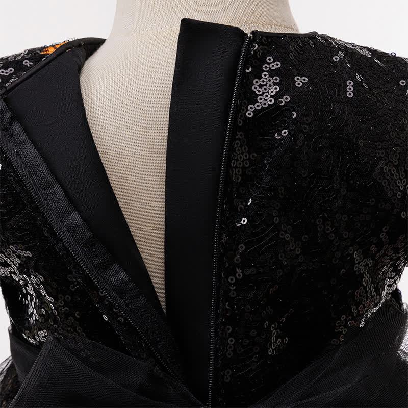 Mesh Folds Sequins Short Sleeve Mid-long Dresses - image 9