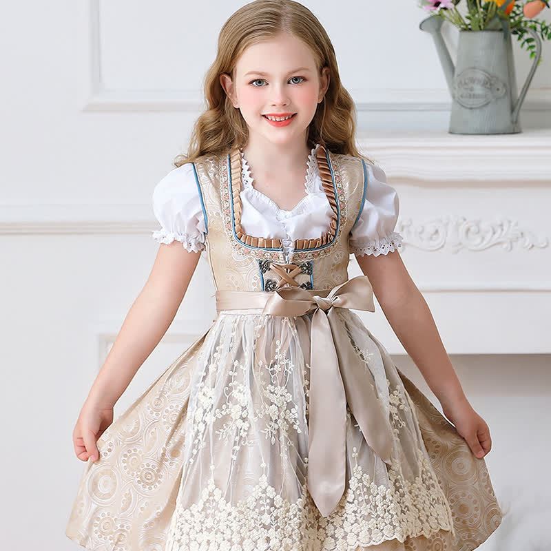 Chemical Fiber Blend Drawcord Short Sleeve Midi Top With Dress & Apron - image 8