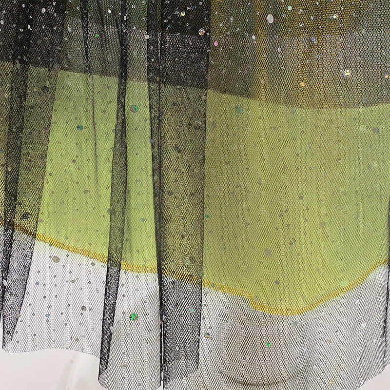 Chemical Fiber Blend Glitter Folds Short Sleeve Mid-long Dresses - image 8