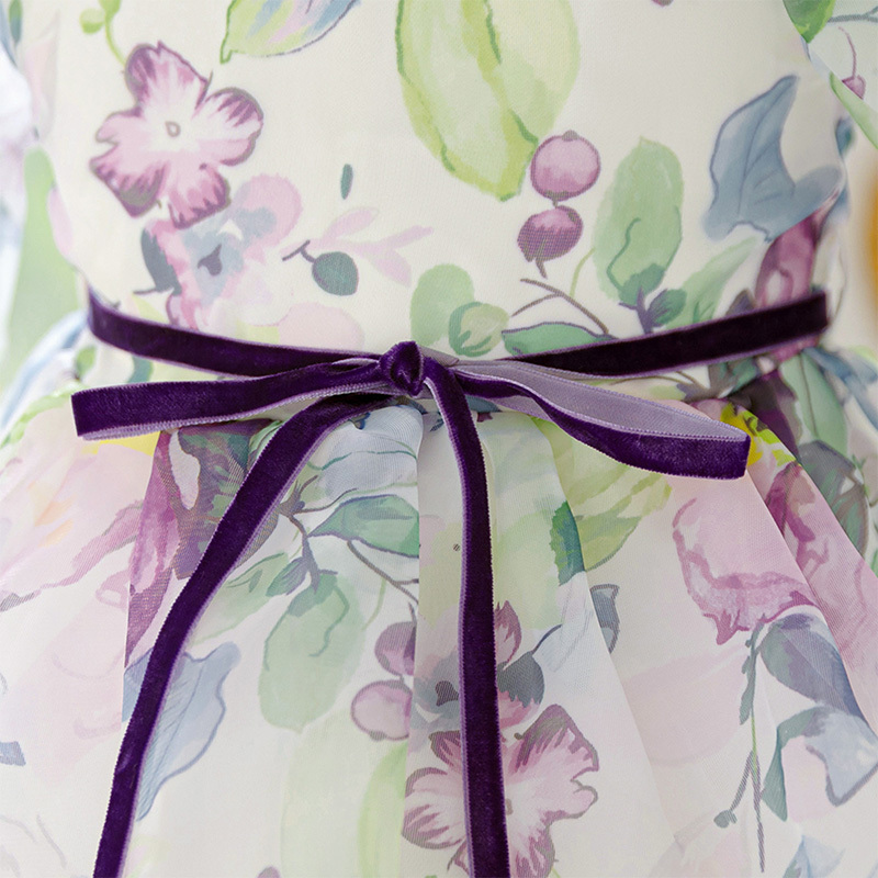 Organza Bow Printing Short Sleeve Midi Dresses - image 11