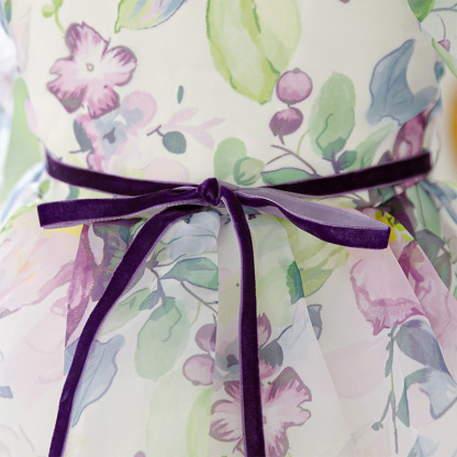 Organza Bow Printing Short Sleeve Midi Dresses - image 11