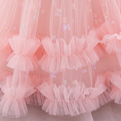 Mesh Bow Short Sleeve Midi Dresses - image 33