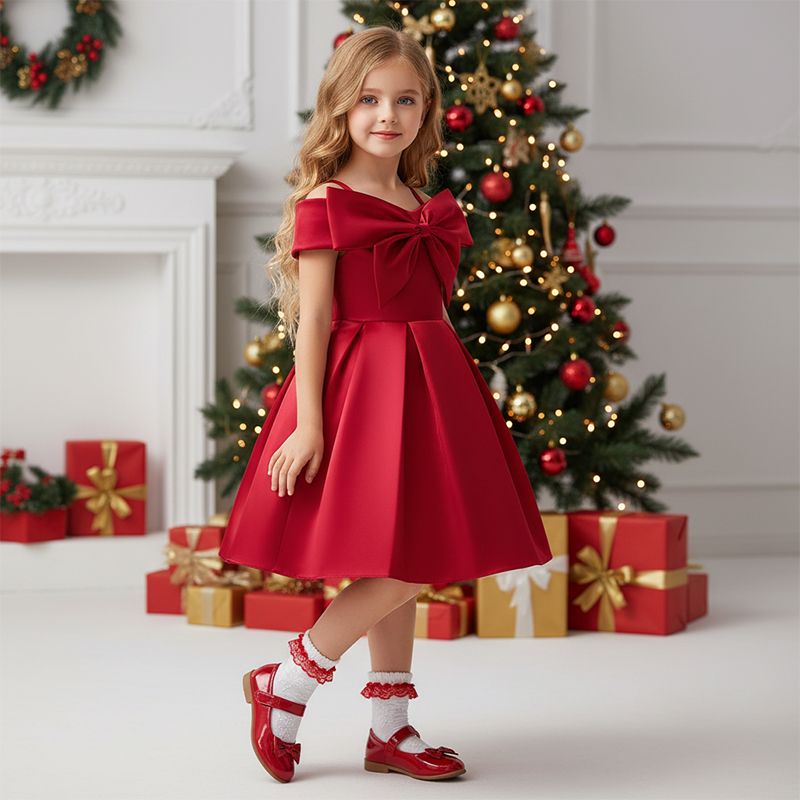 Satin Bow Cap Sleeve Midi Dresses - image 12