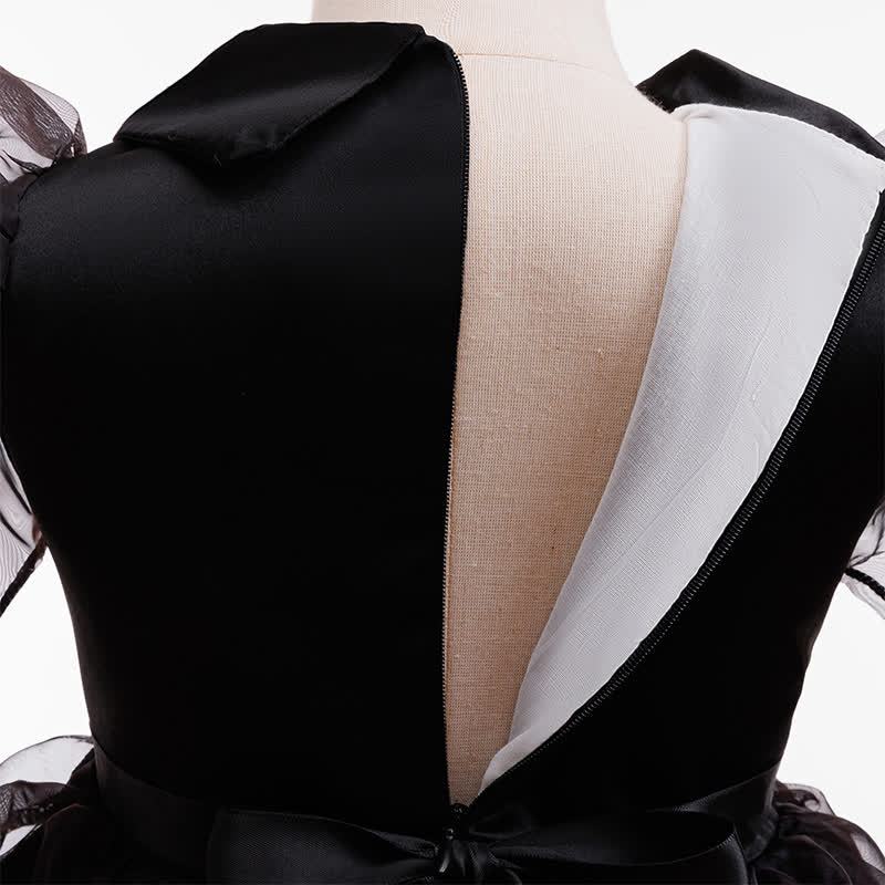 Chemical Fiber Blend Folds Bow Short Sleeve Mid-long Dresses - image 6