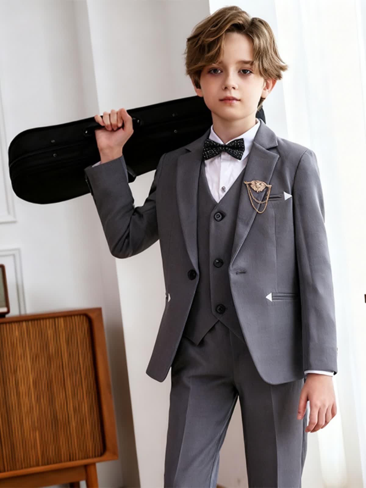 Chemical Fiber Blend Bow Long Sleeve Regular Six-piece Formal Suit - image 10