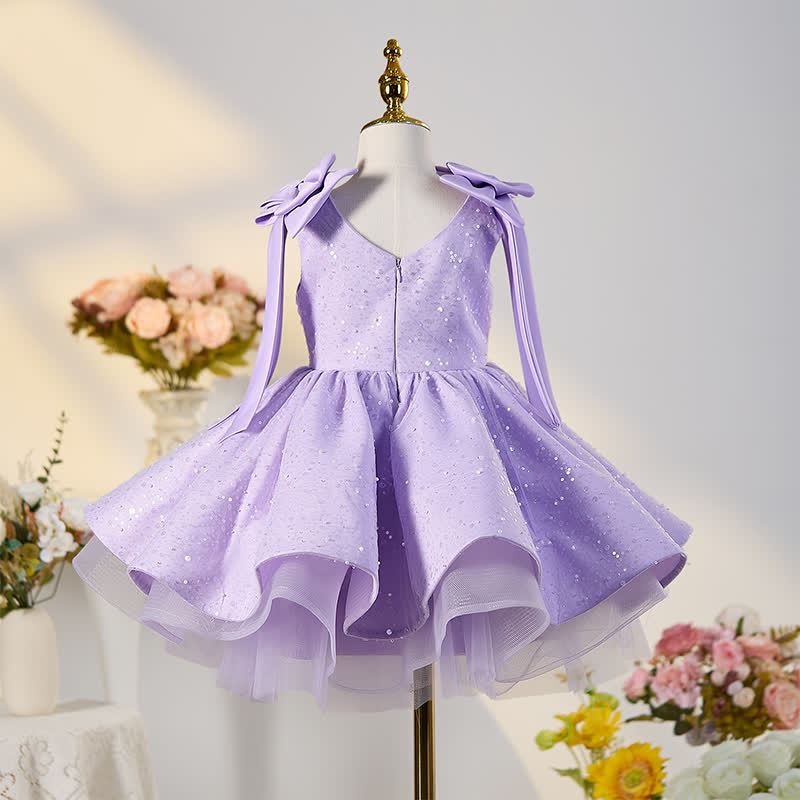 Chemical Fiber Blend Bow Sequins Sleeveless Mid-long Dresses - image 11