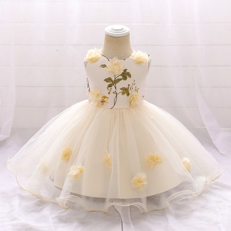 Mesh Rosette Sleeveless Midi Dresses - Champagne - 1-2Y - image 19
