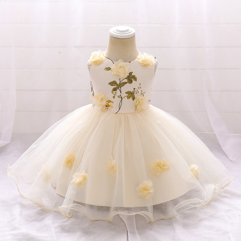 Mesh Rosette Sleeveless Midi Dresses - Champagne - 1-2Y - image 19