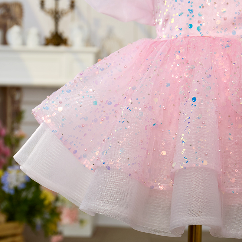 Glitter Bow Sequins Short Sleeve Regular Dresses  loviray