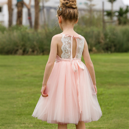 Mesh Lace Bow Lace Sleeveless Mid-long Dresses - image 3