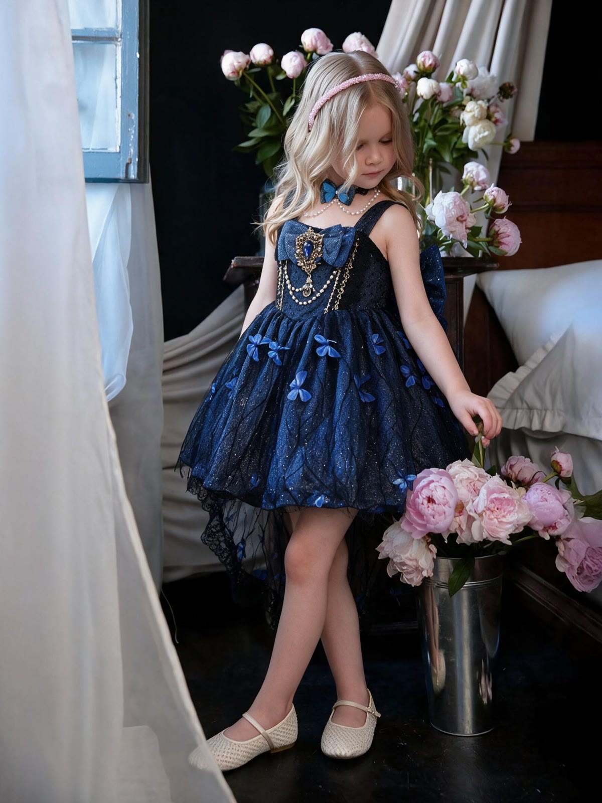 Chemical Fiber Blend Bow Sleeveless Short Dresses - image 6