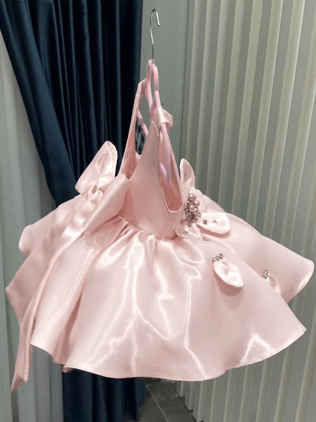 Satin Rosette Sleeveless Short Dresses - image 8